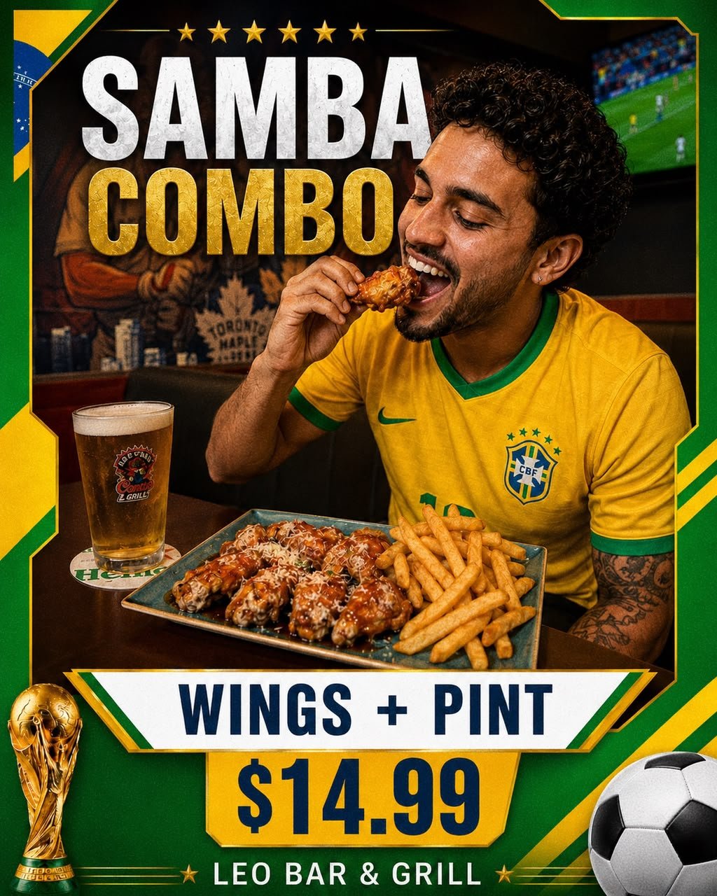 Samba Combo Wings and Pint at LEO Bar and Grill