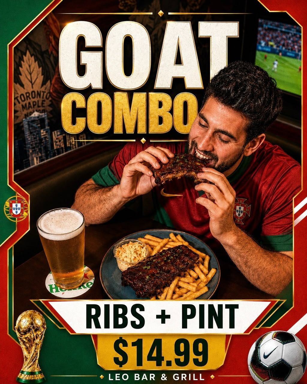 GOAT Combo Ribs and Pint at LEO Bar and Grill
