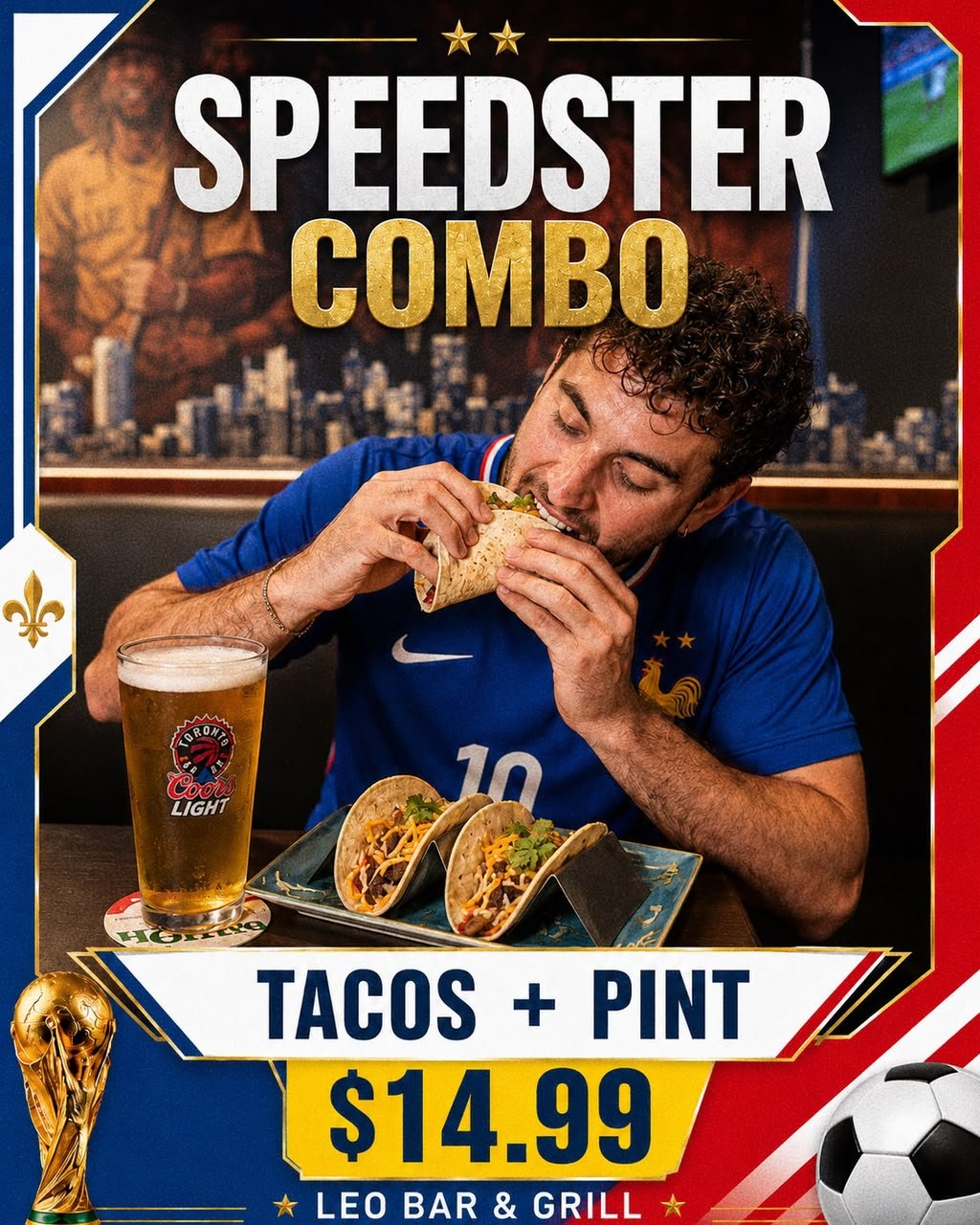 Speedster Combo Tacos and Pint at LEO Bar and Grill