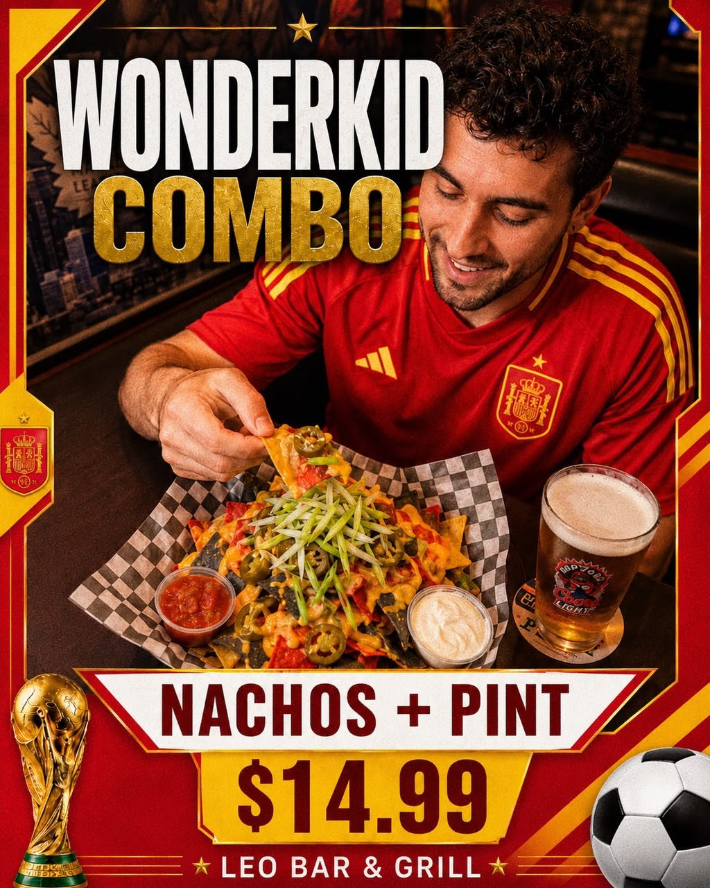 Wonderkid Combo Nachos and Pint at LEO Bar and Grill